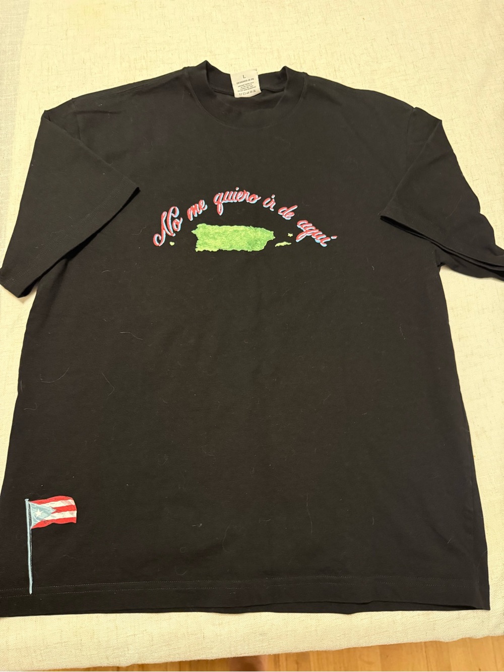 Black Puerto Rico Graphic Tee with Flag